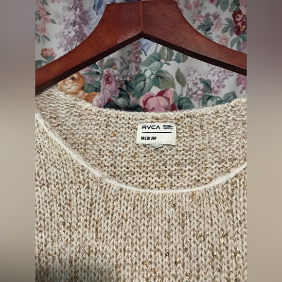 Cream RVCA knit sweater with sequins size M - Picture 3 of 4